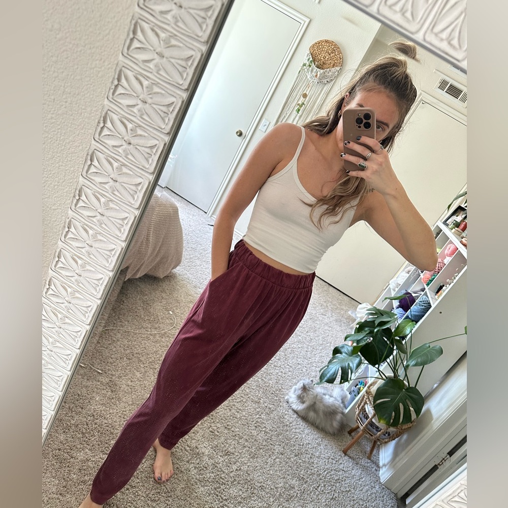 Monki brand sweat pants in red. Size M